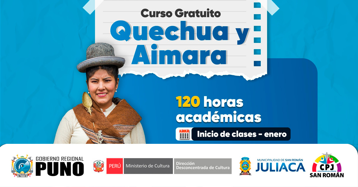  Curso online gratis "Quechua y Aimara" del Gobierno Regional Puno 