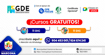  Cursos online gratis de empleabilidad de la Municipalidad Distrital de Marcona, junto al CFE FOCUS