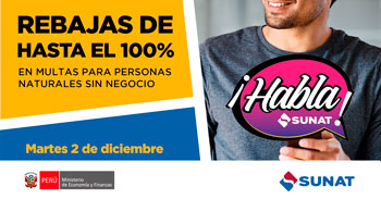  Evento online gratis "Rebajas de hasta el 100% en multas para personas naturales sin negocio" de la SUNAT