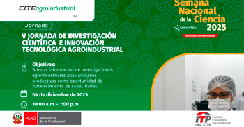  Evento online "V Jornada de Investigación Científica e Innovación Tecnológica Agroindustrial" 