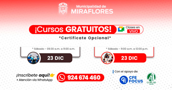  La Municipalidad de Miraflores-Arequipa y CFE FOCUS ofrecen cursos virtuales gratuitos