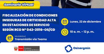  Seminario  online "Fscalización de situaciones de alto riesgo" del OSINERGMIN