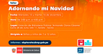  Taller presencial gratis "Adornando mi Navidad" de la BNP