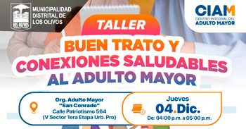  Taller presencial gratuito "Buen Trato y Conexiones Saludables para el Adulto Mayor"  