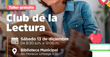  Taller presencial gratis "Club de la Lectura para Niños" de la Municipalidad de Jesús María