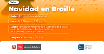  Taller presencial gratis "Navidad en Braille" de la BNP