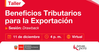  Taller online "Beneficios tributarios para la exportación" del PromPerú