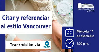  Taller online "Citar y referenciar al estilo Vancouver"  del UNMSM