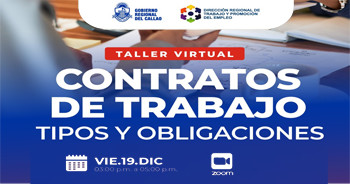  Taller online gratis "Contratos de Trabajo, Tipos y Obligaciones" de la DRTPE Callao