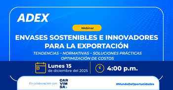  Webinar online "Envases sostenibles e innovaciones para la exportación"  de la ADEX