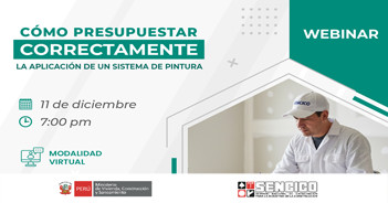  Webinar online gratis "Cómo presupuestar correctamente la aplicación de un sistema de pintura" Sencico 