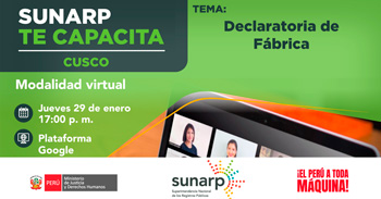  Capacitación online gratis "Declaratoria de Fábrica" de la SUNARP