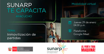 Capacitación online gratis "Inmovilización de partidas" de la SUNARP