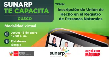  Capacitación online gratis "Inscripción de Unión de Hecho  en el Registro de Personas Naturales" de la SUNARP