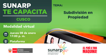  Capacitación online gratis "Subdivisión en Propiedad" de la SUNARP