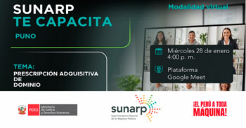 Capacitación virtual gratis "Prescripción adquisitiva de dominio" de la Sunarp