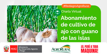  Charla online gratis "Abonamiento de cultivo de ajo con guano de las islas" de Agro Rural