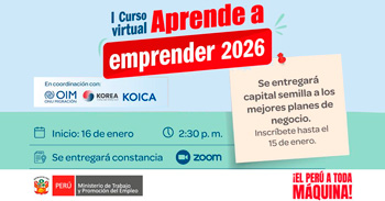  Curso online gratis "Aprende a emprender 2026 sobre gestión empresarial" del MTPE