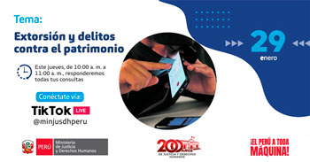 Evento online "Extorsión y delitos contra el patrimonio" del MINJUSDH