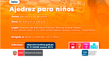  Taller presencial gratis "Ajedrez para niños. Primeros pasos en el juego de los reyes" de la BNP