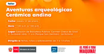  Taller presencial gratis "Aventuras arqueológicas. Cerámica andina" de la BNP