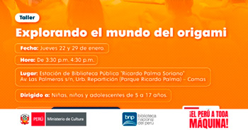  Taller presencial gratis "Explorando el mundo del origami" de la Biblioteca Nacional del Perú - BNP