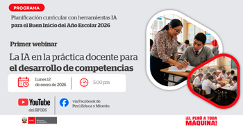  Webinar online "La IA en la práctica docente para el desarrollo de competencias" de MINEDU