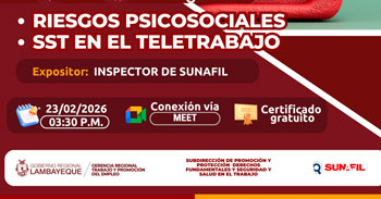 Capacitación gratis "Riesgos psicosociales – SST en el teletrabajo" de la GRTPE Lambayeque