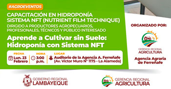  Capacitación presencial "Hidroponía: Sistema NFT (Nutrient Film Technique)" de la Región Lambayeque