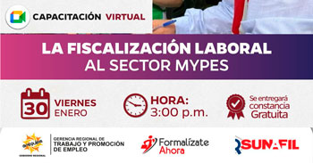  Capacitación online  "La Fiscalización Laboral al Sector MYPES" de la Gerencia Regional de Trabajo Arequipa