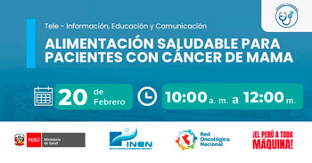  Capacitación online gratis "Alimentación saludable para pacientes con cáncer de mamas" del INEN