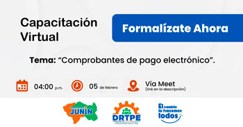  Capacitación online gratis "Comprobantes de pago electrónico" de  la DRTPE Junín