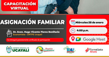  Capacitación online gratis "Pasos para la formalización"  de la DRTPE Ucayali