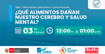  Capacitación online gratis "¿Qué alimentos dañan nuestro cerebro y salud mental?" del INEN