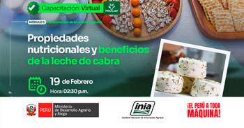  Capacitación online "Propiedades nutricionales y beneficios de la leche de cabra" del INIA