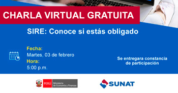  Charla online gratis "SIRE: Conoce si estás obligado" de la SUNAT