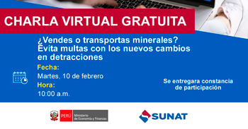  Charla online gratis "¿Vendes o transportas minerales? Evita multas con los nuevos cambios en detracciones"