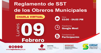  Charla online "Reglamento de SST de los Obreros Municipales" del Gobierno Regional de Tacna