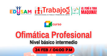   Curso online gratis "Ofimática Profesional" de la DRTPE de Ica