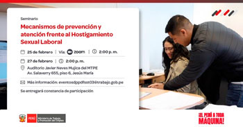  Seminario gratis "Mecanismos de prevención y  atención frente al Hostigamiento Sexual" del MTPE