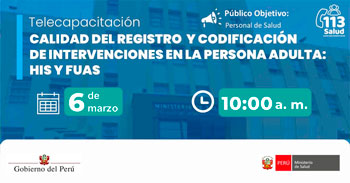  Capacitación online "Calidad del registro y codificación de intervenciones en la persona adulta: HIS y FUAS" 