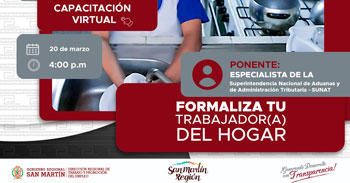  Capacitación online "Formaliza tu trabajador(a) del hogar" DRTPE de San Martín