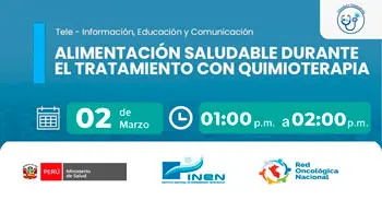  Capacitación online gratis "Alimentación saludable durante el tratamiento de quimioterapia" del INEN