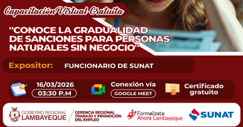  Capacitación online gratis "Conoce la gradualidad de sanciones para personas naturales sin negocio" 