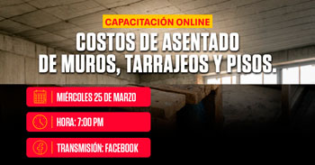  Capacitación online gratis "Costos de asentados de muro, tarrajeos y pisos" de SIDERPERU