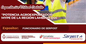 Capacitación online gratis "Potencia agroexportador mype de la región lambayeque"