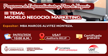  Capacitación online gratis "Programa de emprendimiento y plan de negocio" GRTPE Lambayeque