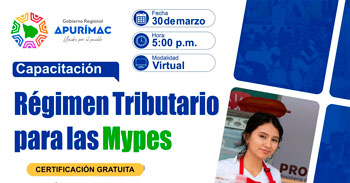  Capacitación online gratis "Régimen tributario para las mypes" de la DRTPE Apurímac