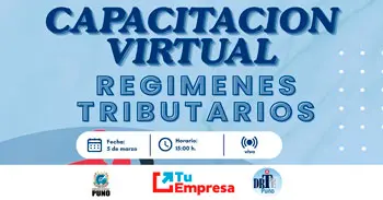  Capacitación online gratis "Regímenes tributarios" de Formaliza Perú - Puno