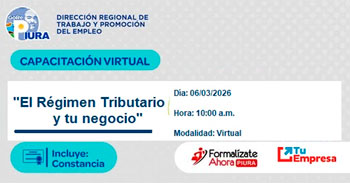  Capacitación online "El régimen tributario y tu negocio" de la DRTPE Piura